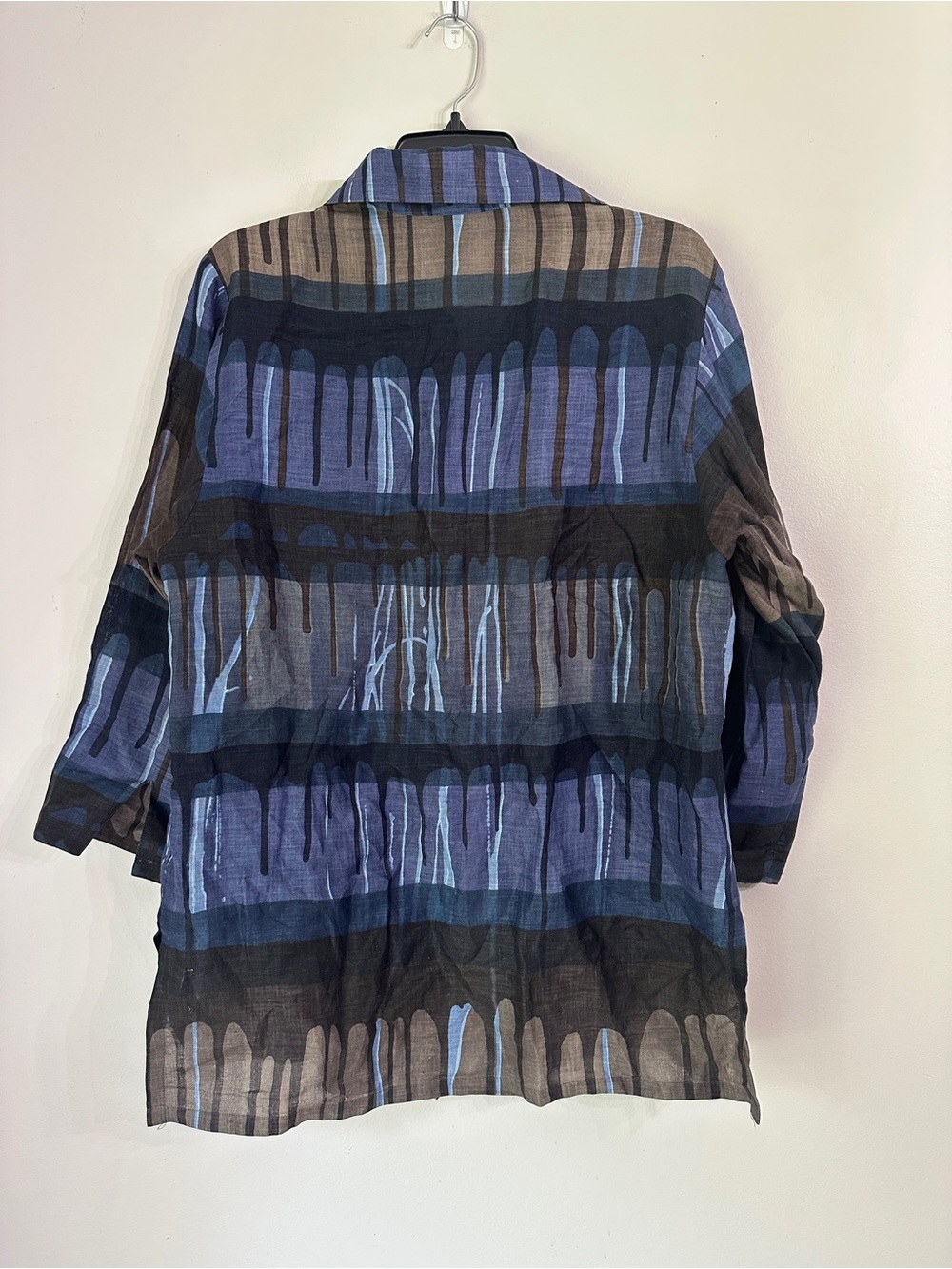 Linda Allard Ellen Tracy 100% Linen Abstract Drip Print Shirt
Blue Brown Size 8 - Picture 2 of 8
